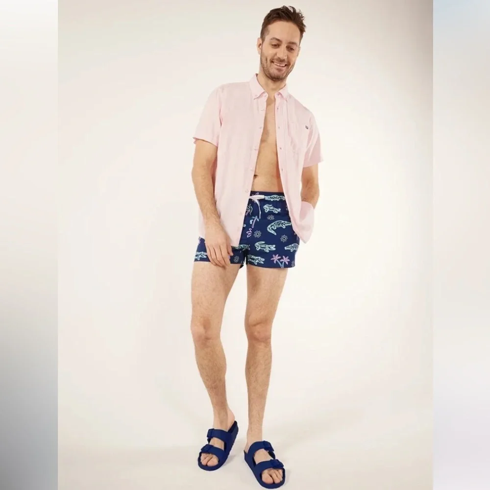 NEW Chubbies The Neon Glades 5.5” Sw Trunk W/Liner Size M Navy Alligator Palms